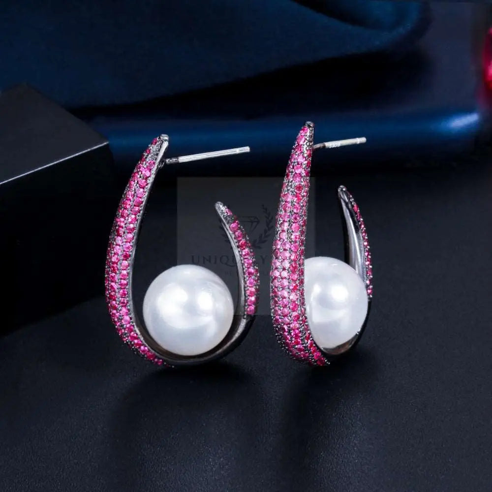 Pearl Drop Hoop Earrings