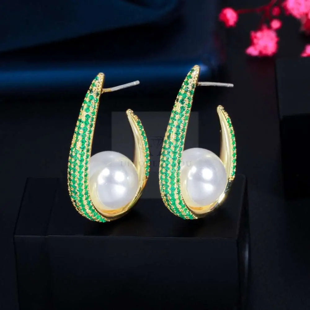 Pearl Drop Hoop Earrings