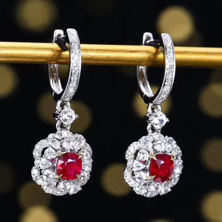 0.66ct Unheated Pigeon Blood Ruby Dangle Earrings - Uniquely You Online