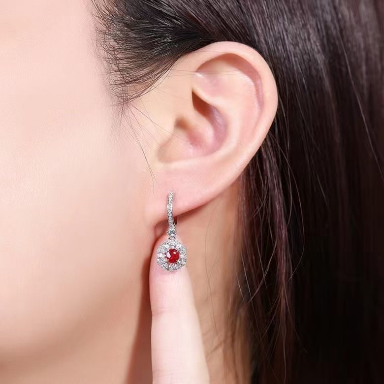 0.66ct Unheated Pigeon Blood Ruby Dangle Earrings - Uniquely You Online