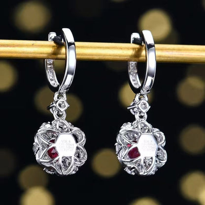 0.66ct Unheated Pigeon Blood Ruby Dangle Earrings - Uniquely You Online