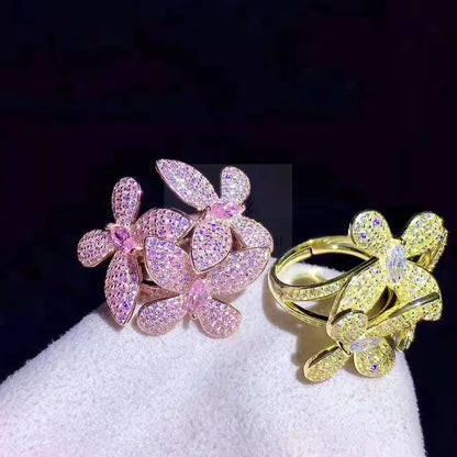 Pink Butterfly Ring and Earrings