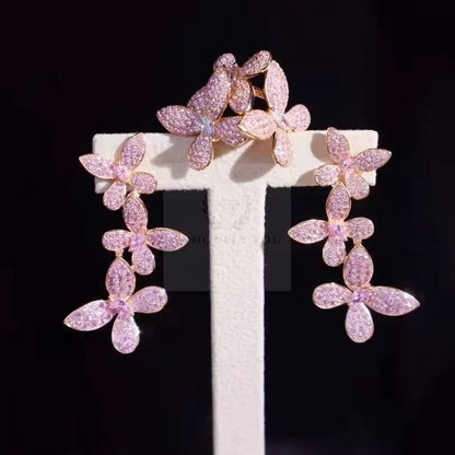 Pink Butterfly Ring and Earrings