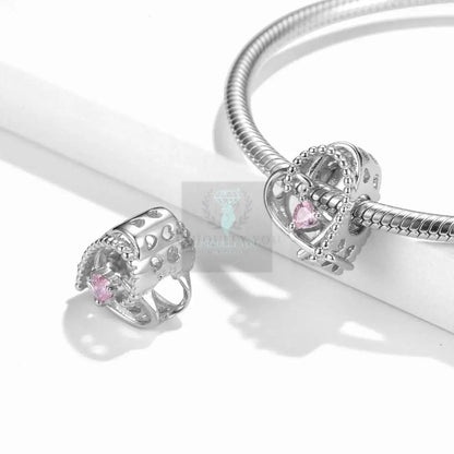 Pink Crystal Heart Bead Charm - Uniquely You Online