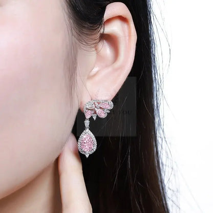 Pink Drop Wing Earring