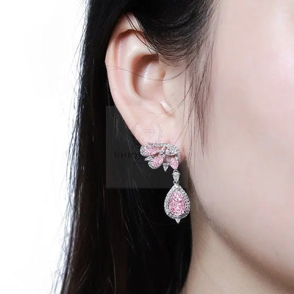 Pink Drop Wing Earring