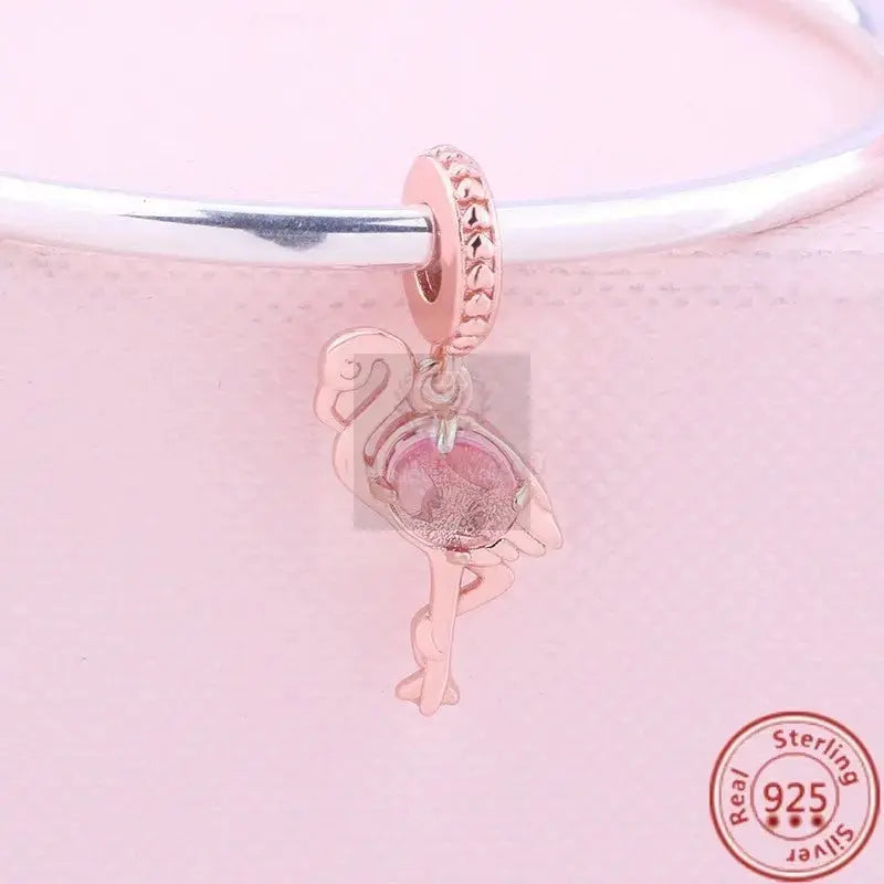 Pink Glass Flamingo Charm - Uniquely You Online