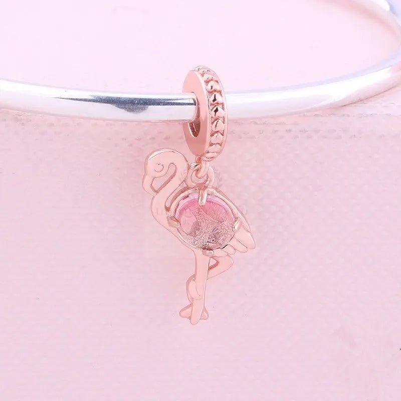 Pink Glass Flamingo Charm - Uniquely You Online