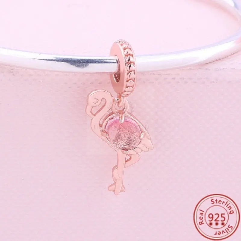 Pink Glass Flamingo Charm - Uniquely You Online