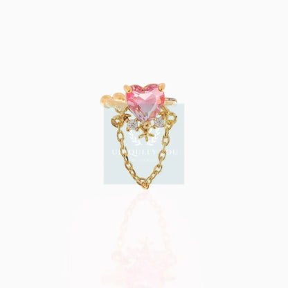 Pink Heart Chain Ear Cuff - Uniquely You Online