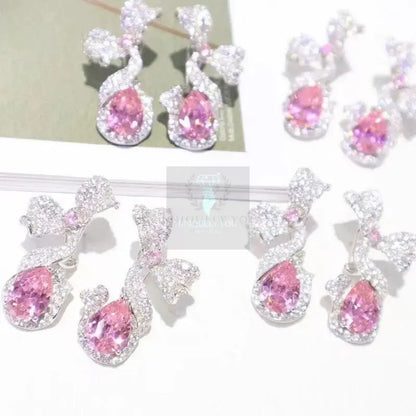 Pink/Silver Butterfly Bow Earrings - Uniquely You Online