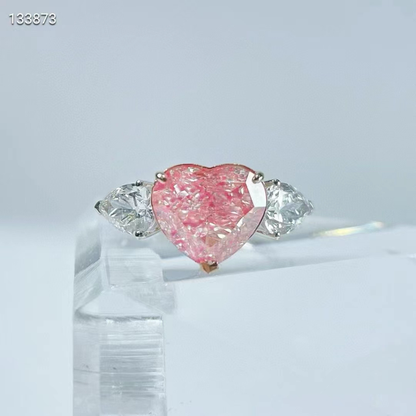 5.01ct Three-stone Pink Diamond Heart Ring