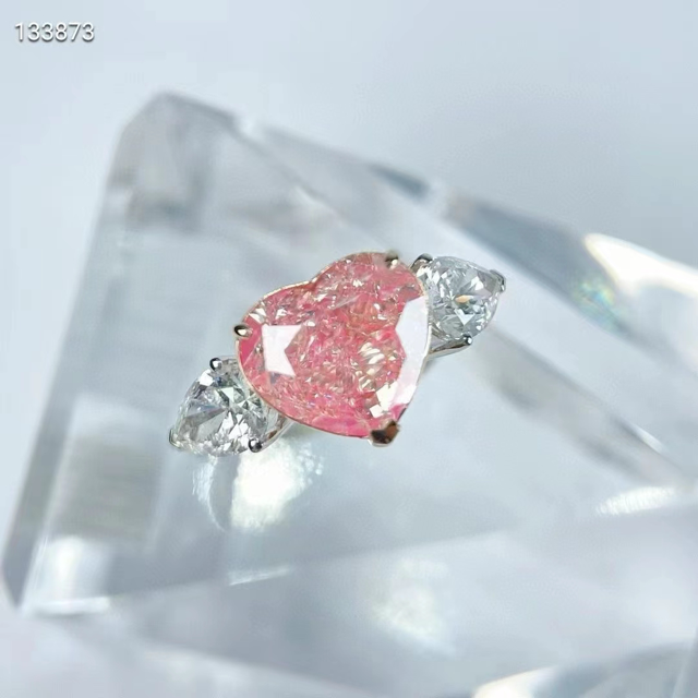 5.01ct Three-stone Pink Diamond Heart Ring