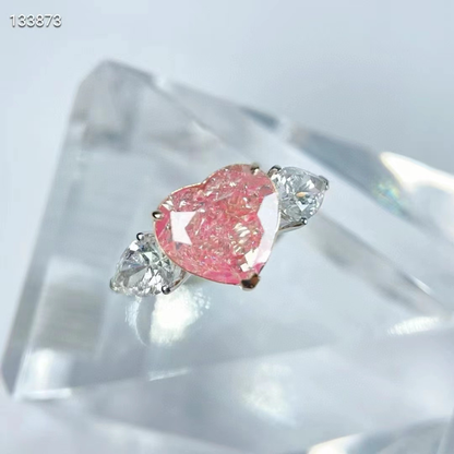 5.01ct Three-stone Pink Diamond Heart Ring