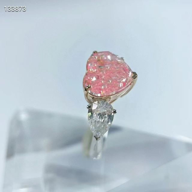 5.01ct Three-stone Pink Diamond Heart Ring