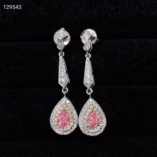 0.38ct Pink Pear Cut Diamond Dangle Earrings