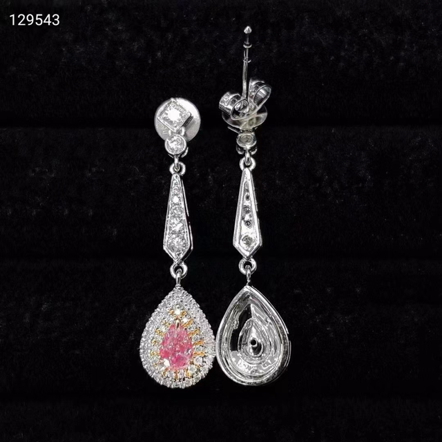 0.38ct Pink Pear Cut Diamond Dangle Earrings