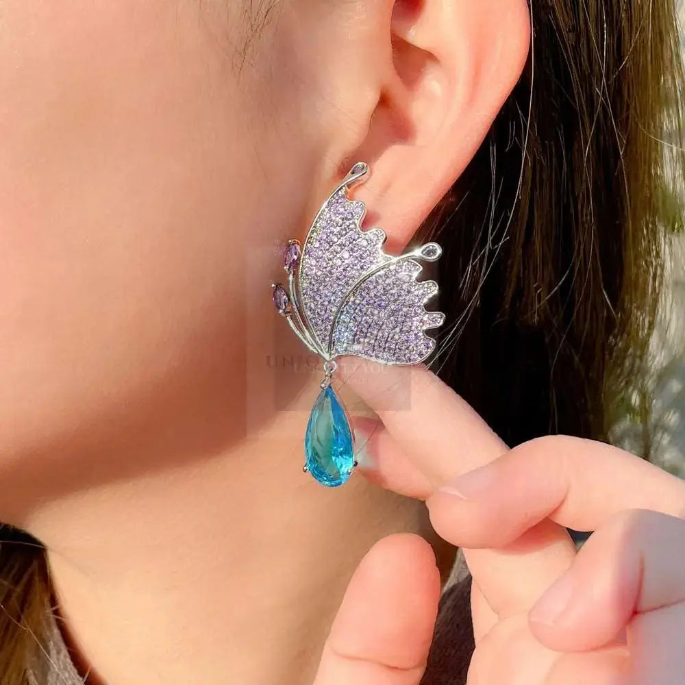 Purple/Blue Butterfly Wing Earrings - Uniquely You Online