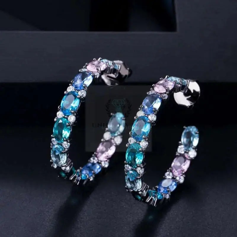 Purple/Blue Crystal Hoop Earrings - Uniquely You Online