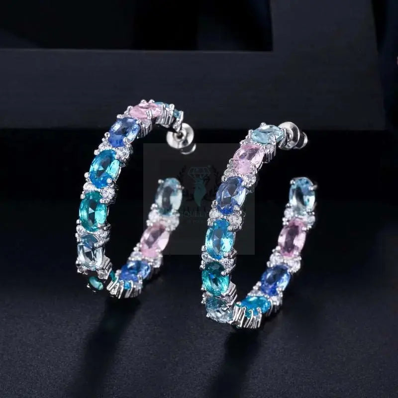 Purple/Blue Crystal Hoop Earrings - Uniquely You Online