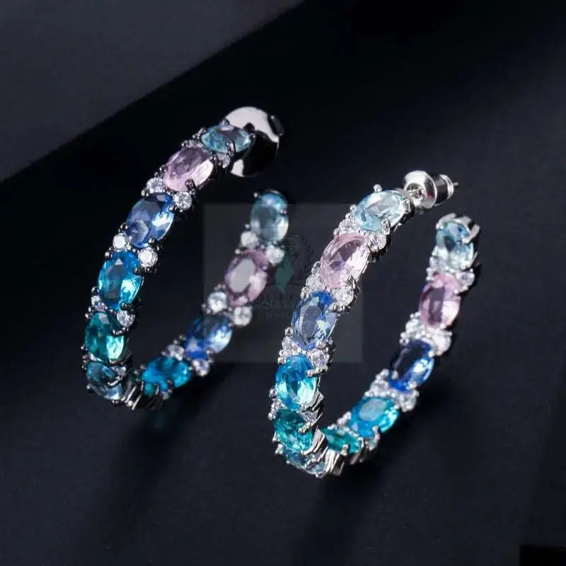 Purple/Blue Crystal Hoop Earrings - Uniquely You Online