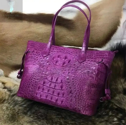 Purple Crocodile Leather Tote Bag  Uniquely You Online 