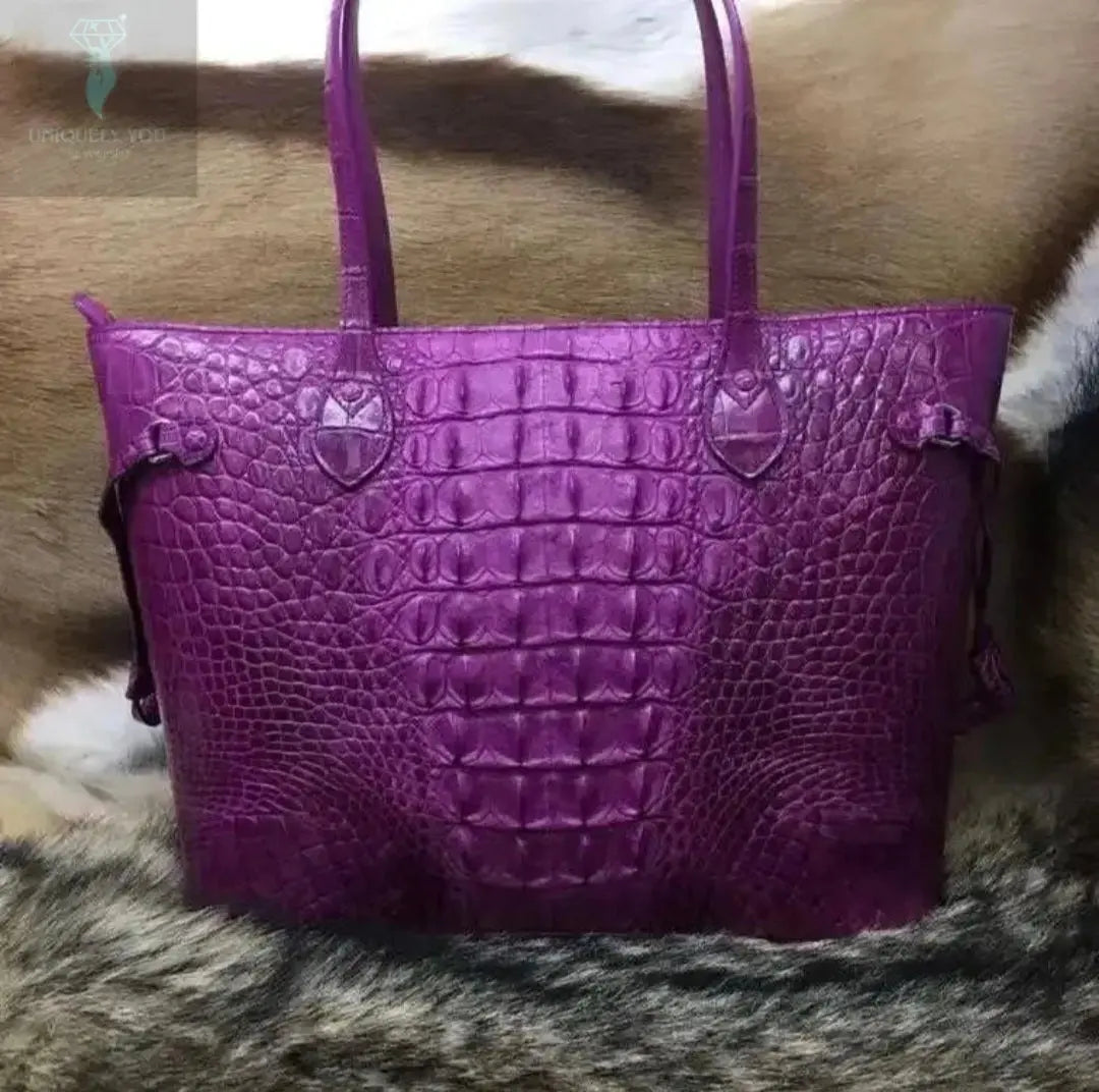 Purple Crocodile Leather Tote Bag  Uniquely You Online 