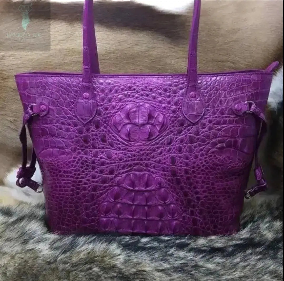 Purple Crocodile Leather Tote Bag  Uniquely You Online 