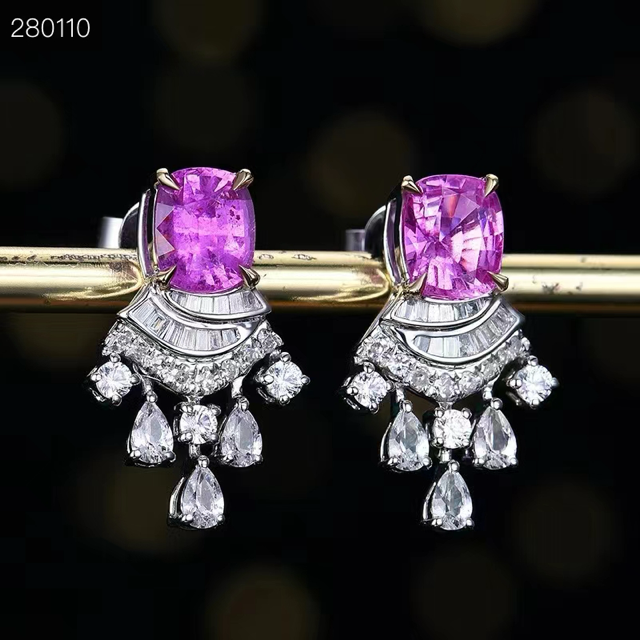 1.72ct Unheated Purple Papara Stud Earrings