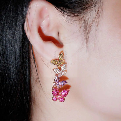 Purple/Red Butterfly Drop Earrings - Uniquely You Online