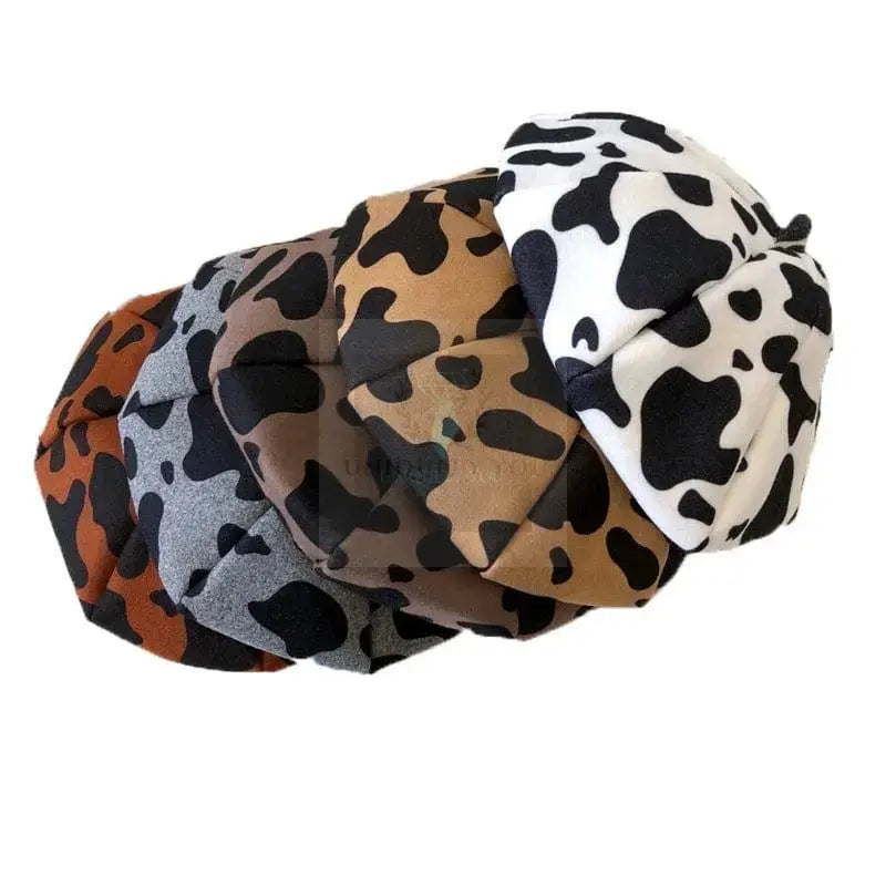 Retro Woolen Cow Print Beret - Uniquely You Online