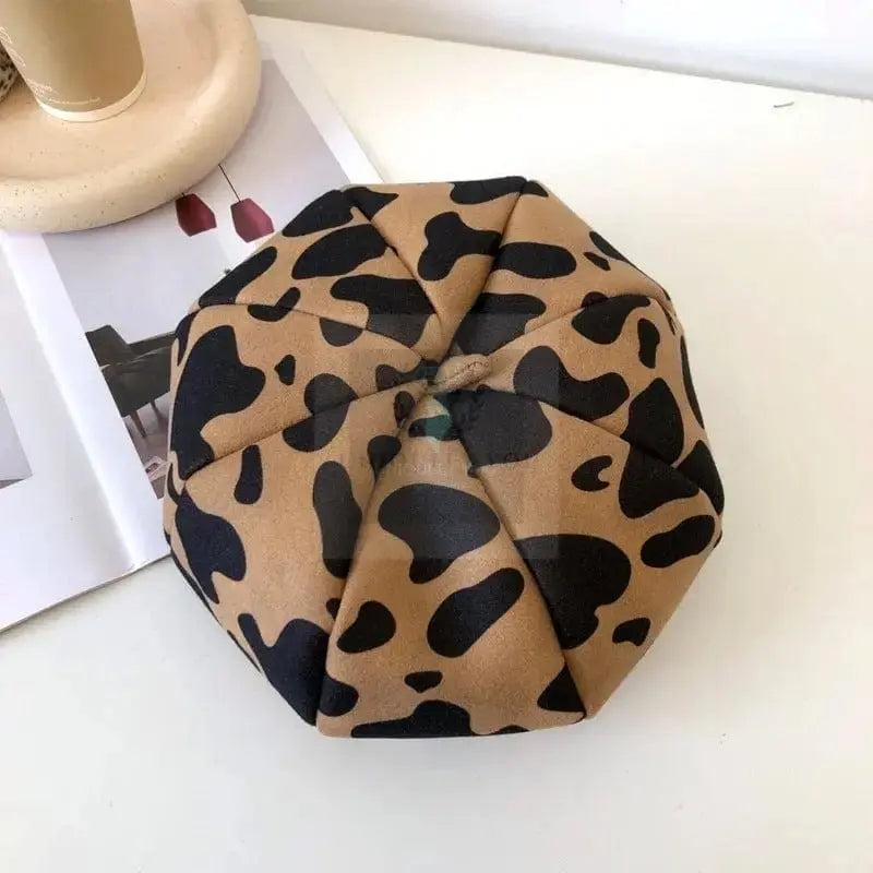 Retro Woolen Cow Print Beret - Uniquely You Online