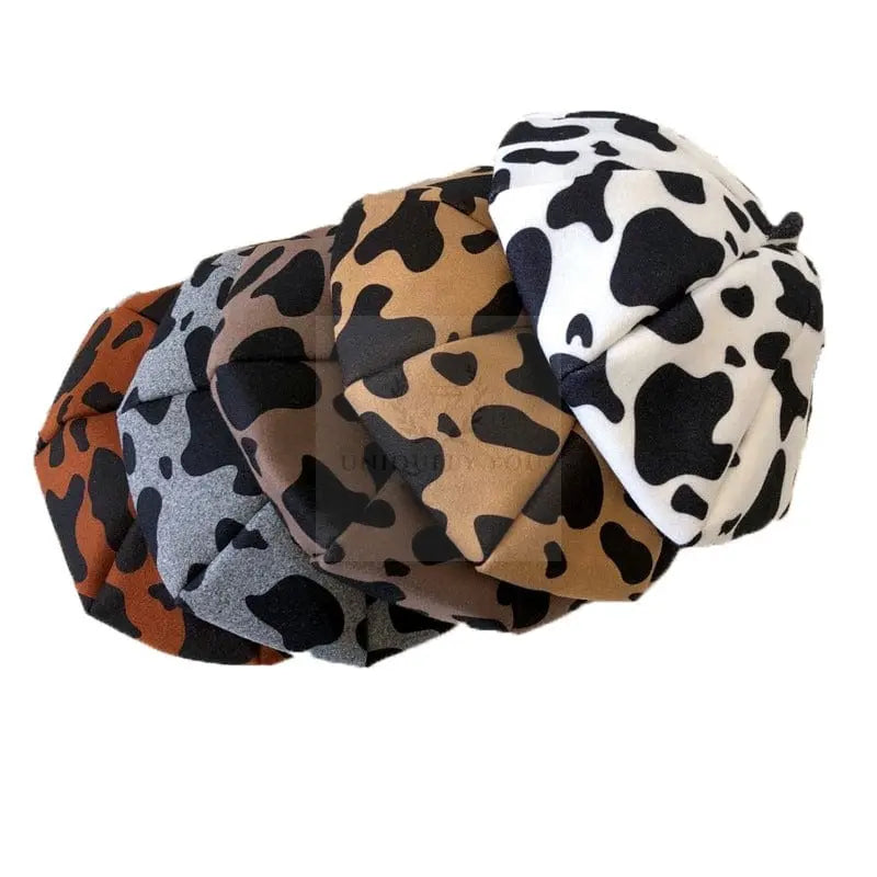 Retro Woolen Cow Print Beret - Uniquely You Online