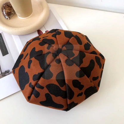 Retro Woolen Cow Print Beret - Uniquely You Online