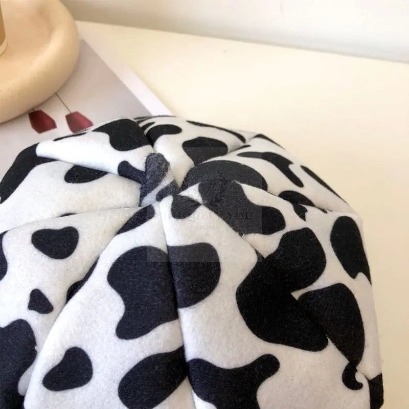 Retro Woolen Cow Print Beret - Uniquely You Online