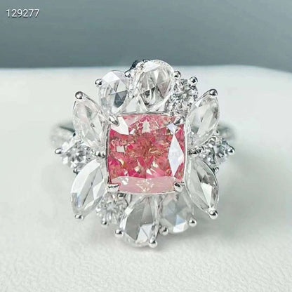 2.12ct Square Pink Floral Dual Pendant/Ring