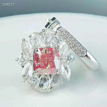 2.12ct Square Pink Floral Dual Pendant/Ring