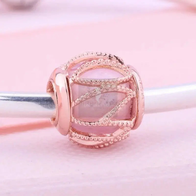 Rose Gold Caged Glass Bead - Uniquely You Online