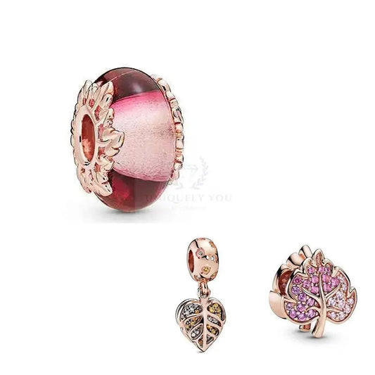 Rose Gold Leaves Charms - Uniquely You Online