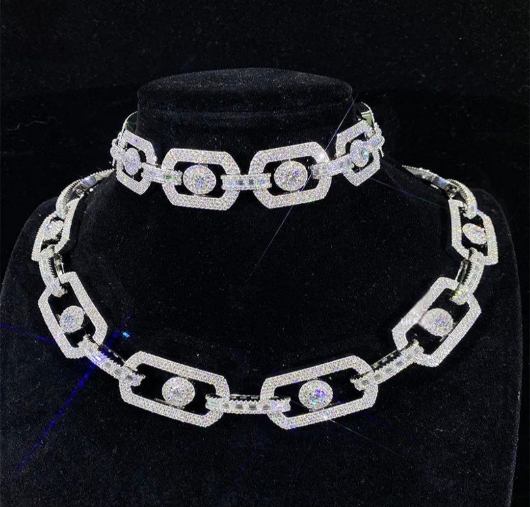 VVS Moissanite Oval Link Center Chain and Bracelet - Uniquely You Online