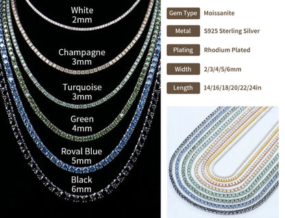 3mm-6mm Round Brilliant Cut Moissanite Tennis Necklace