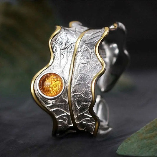 Silver Leaf Gemstone Ring - Uniquely You Online