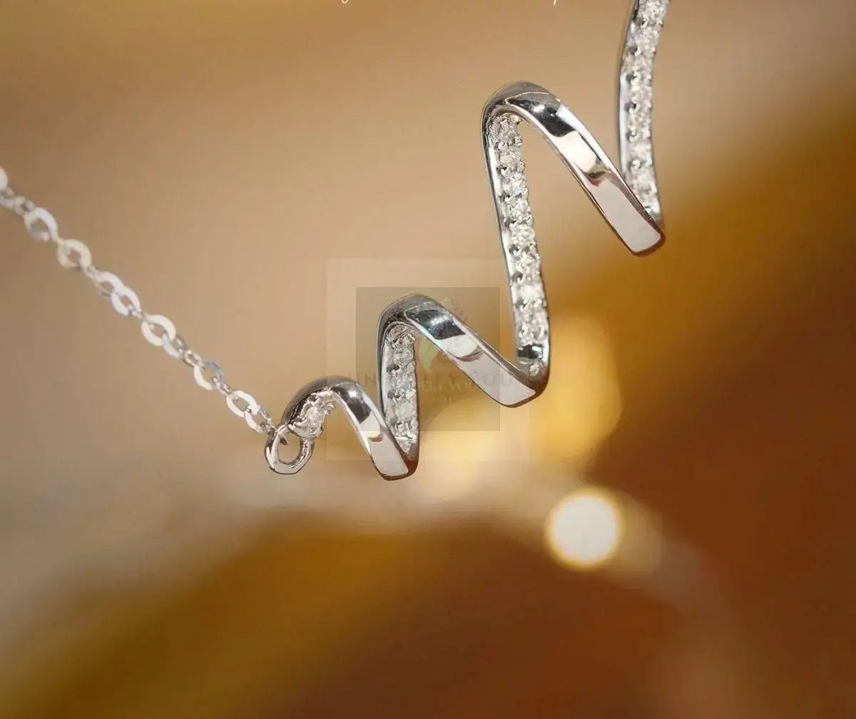 Solid Gold Diamond Wave Pendant and Necklace - Uniquely You Online