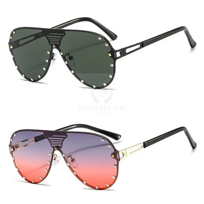 Studded Aviator Sunglasses - Uniquely You Online