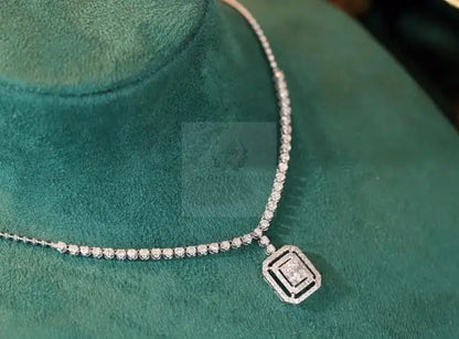 Tennis Necklace With Baguette Diamond Pendant - Uniquely You Online