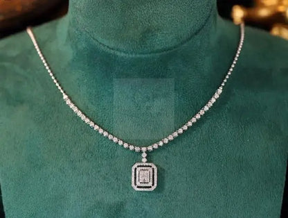 Tennis Necklace With Baguette Diamond Pendant - Uniquely You Online