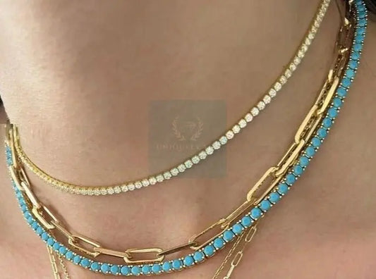 Turquoise Tennis Necklace and Bracelet - Uniquely You Online