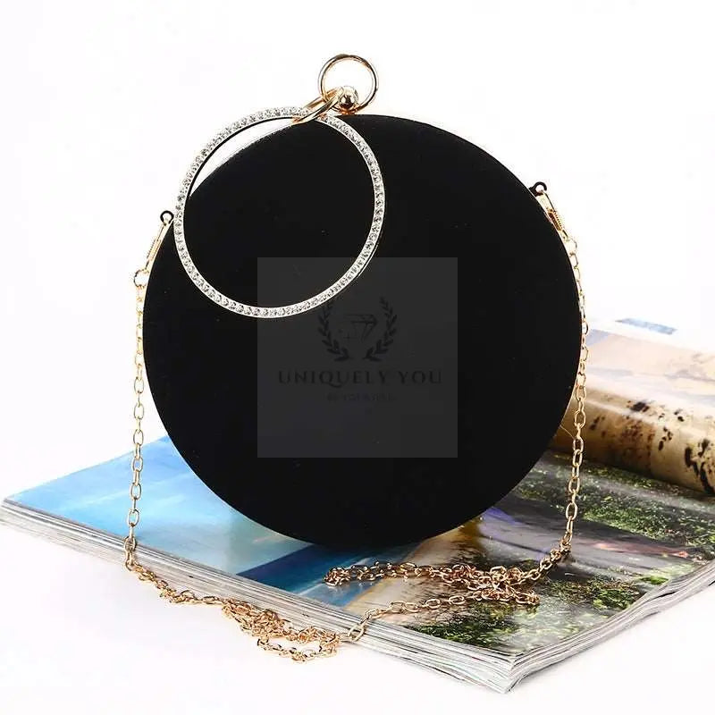 Velour Flat Circle Clutch - Uniquely You Online