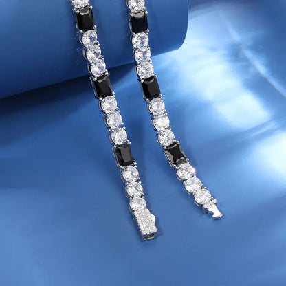 3mm CZ/Moissanite 3-1 Black/White Tennis Necklace - Uniquely You Online