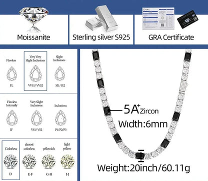 3mm CZ/Moissanite 3-1 Black/White Tennis Necklace - Uniquely You Online